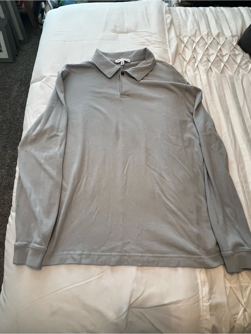 Banana Republic Gray Long-Sleeve Polo Shirt